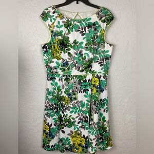 Women’s London Style Collection Floral Sheath Party Dress Pleated Piping Sz 16